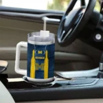 custom michigan wolverines hexagon armor blue curved tumbler best selling.webp