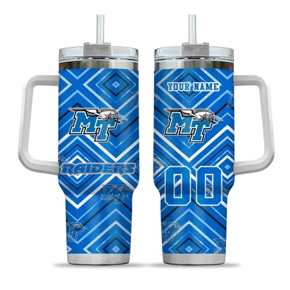 custom middle tennessee blue raiders bold diamonds blue curved tumbler best selling.webp
