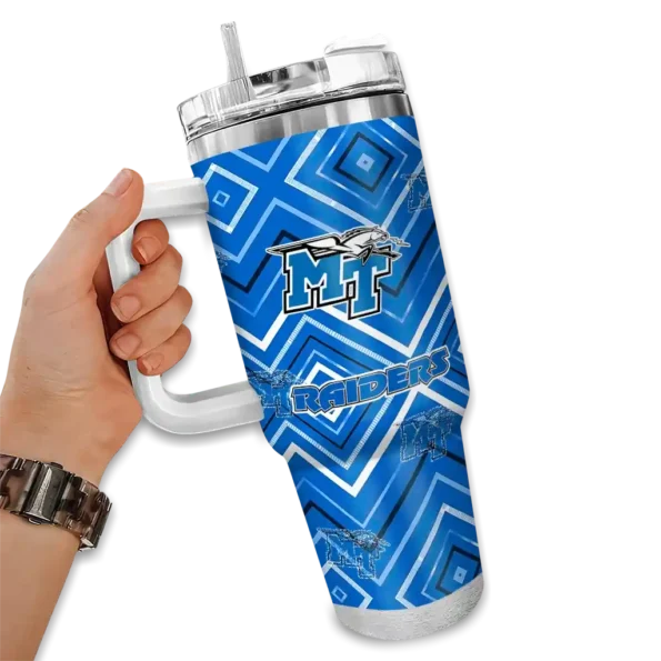 custom middle tennessee blue raiders bold diamonds blue curved tumbler fashion forward.webp