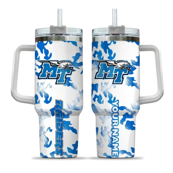 custom middle tennessee blue raiders camo mashup blue white curved tumbler best selling.webp