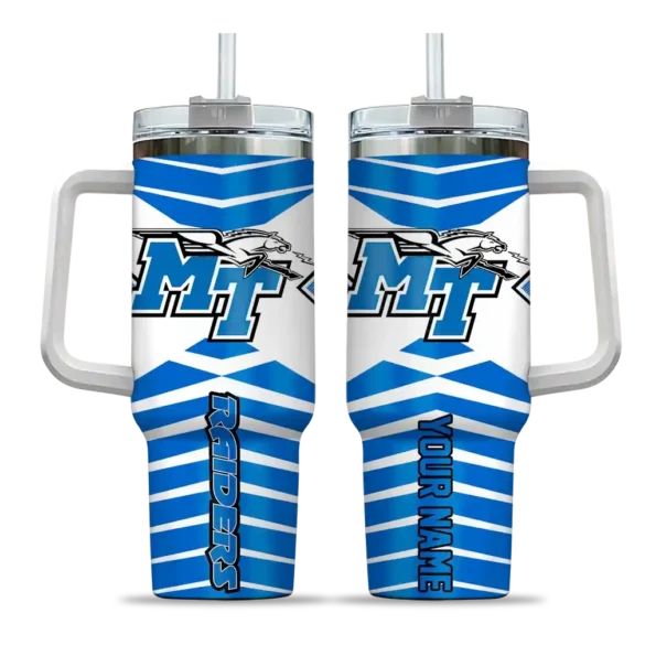 custom middle tennessee blue raiders chevron layers blue curved tumbler best selling.webp
