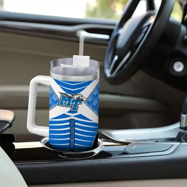 custom middle tennessee blue raiders chevron layers blue curved tumbler trendy.webp