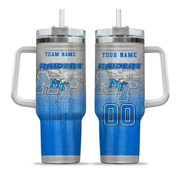 custom middle tennessee blue raiders gradient dots blue curved tumbler best selling.webp