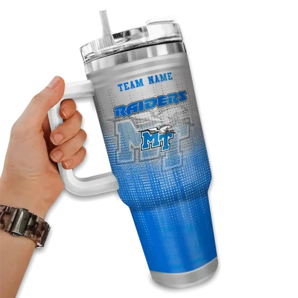 custom middle tennessee blue raiders gradient dots blue curved tumbler fashion forward.webp