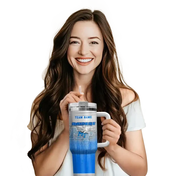custom middle tennessee blue raiders gradient dots blue curved tumbler premium grade.webp