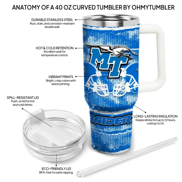 custom middle tennessee blue raiders honey streaks blue curved tumbler new arrival.webp