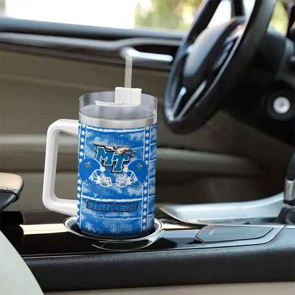 custom middle tennessee blue raiders honey streaks blue curved tumbler trendy.webp