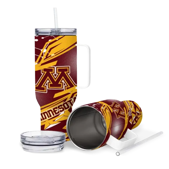 custom minnesota golden gophers abstract paths maroon curved tumbler high quality.webp