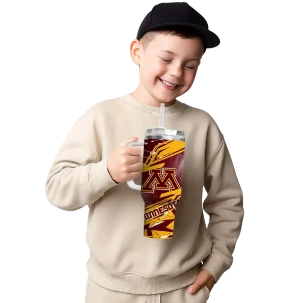 custom minnesota golden gophers abstract paths maroon curved tumbler latest model.webp