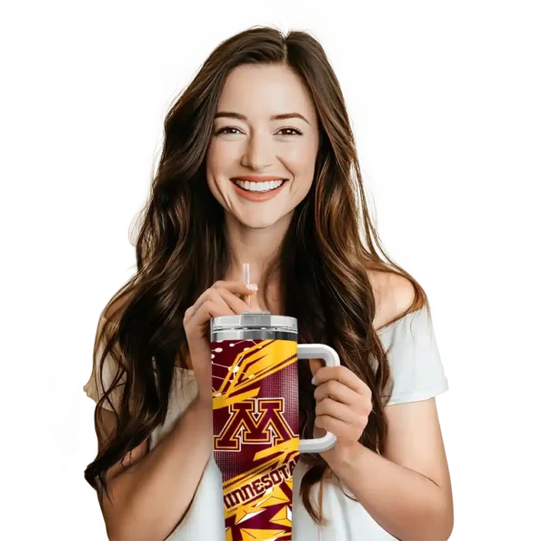 custom minnesota golden gophers abstract paths maroon curved tumbler premium grade.webp