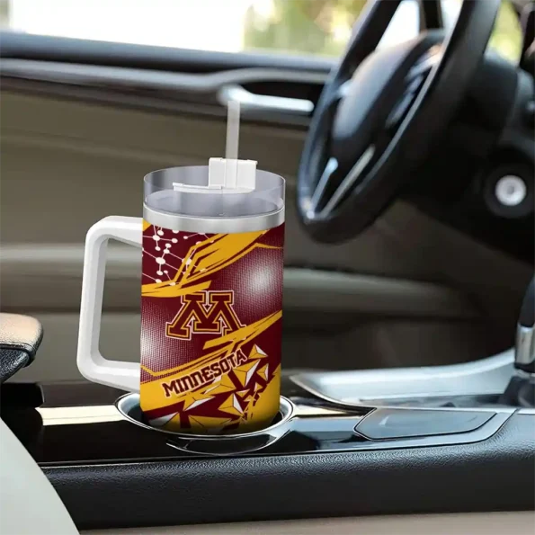 custom minnesota golden gophers abstract paths maroon curved tumbler trendy.webp
