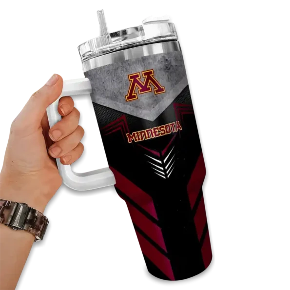 custom minnesota golden gophers arrow armor maroon black curved tumbler fashion forward.webp
