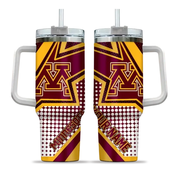 custom minnesota golden gophers arrow burst maroon curved tumbler best selling.webp