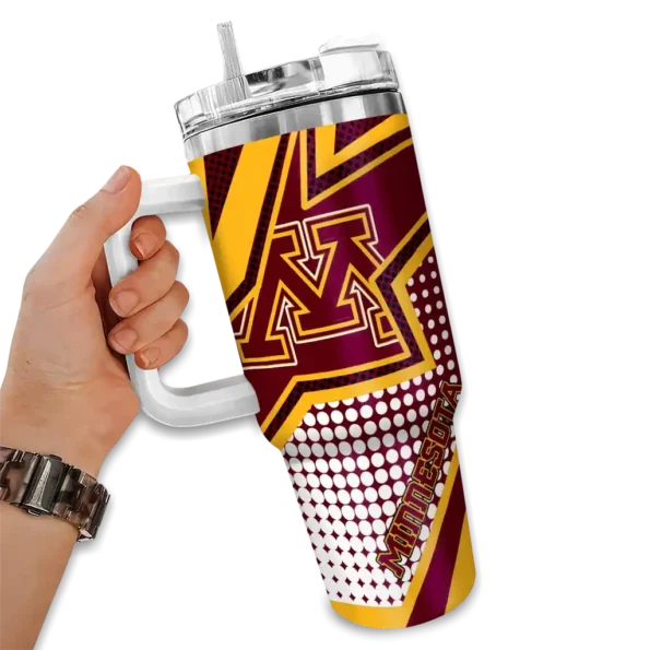 custom minnesota golden gophers arrow burst maroon curved tumbler fashion forward.webp