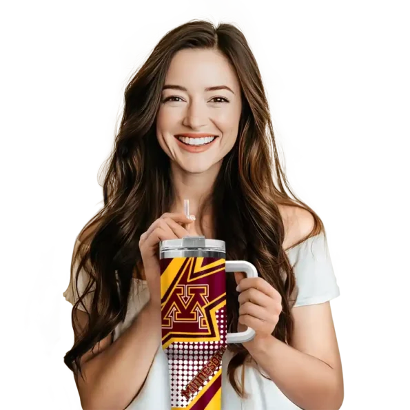 custom minnesota golden gophers arrow burst maroon curved tumbler premium grade.webp