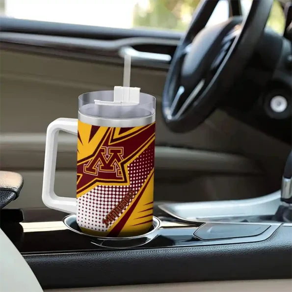 custom minnesota golden gophers arrow burst maroon curved tumbler trendy.webp