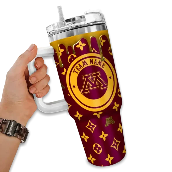 custom minnesota golden gophers bullseye drips maroon curved tumbler fashion forward.webp