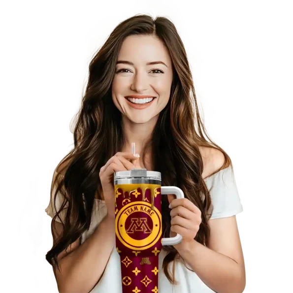 custom minnesota golden gophers bullseye drips maroon curved tumbler premium grade.webp