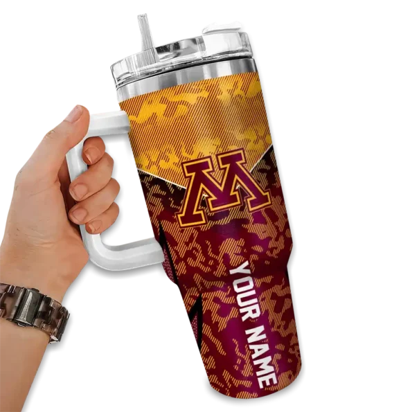 custom minnesota golden gophers chevron stripe maroon curved tumbler fashion forward.webp