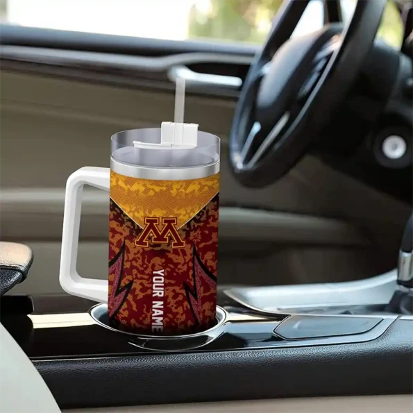 custom minnesota golden gophers chevron stripe maroon curved tumbler trendy.webp