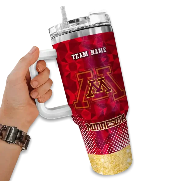 custom minnesota golden gophers geometric prism maroon curved tumbler fashion forward.webp
