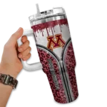 custom minnesota golden gophers leopard zipper maroon curved tumbler best selling.webp