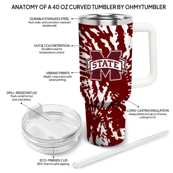 custom mississippi state bulldogs burst swirl maroon curved tumbler new arrival.webp