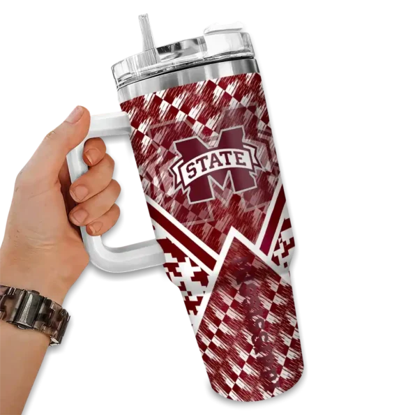 custom mississippi state bulldogs chevron angle maroon curved tumbler fashion forward.webp