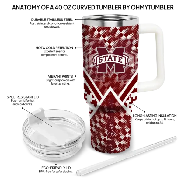 custom mississippi state bulldogs chevron angle maroon curved tumbler new arrival.webp