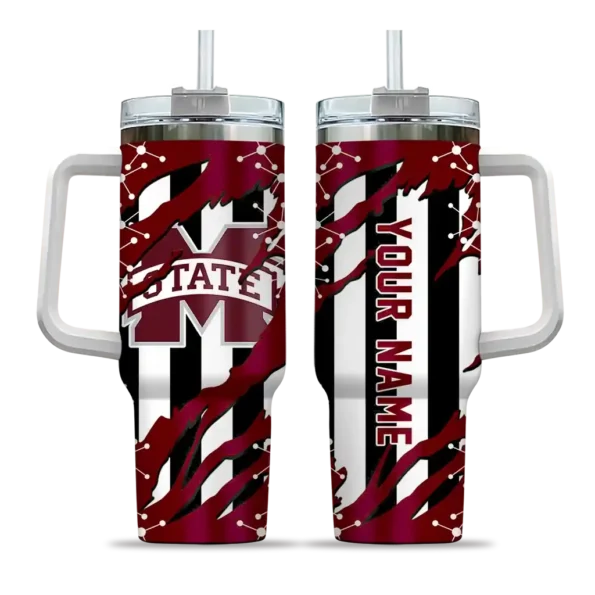 custom mississippi state bulldogs claw cut maroon black curved tumbler best selling