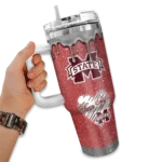 custom mississippi state bulldogs heart helmet motif maroon curved tumbler best selling.webp