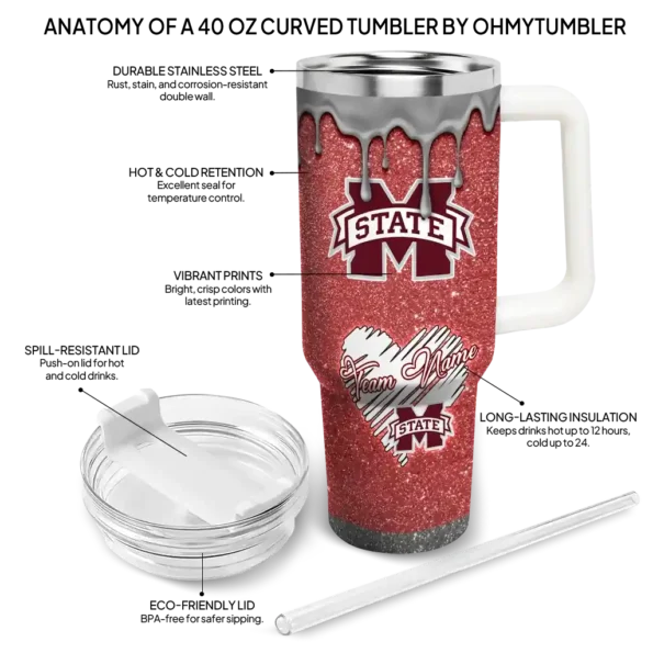 custom mississippi state bulldogs heart helmet motif maroon curved tumbler new arrival.webp