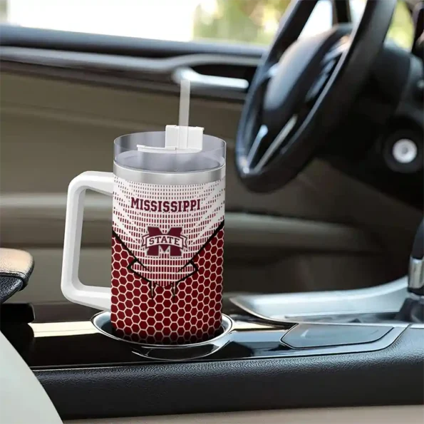 custom mississippi state bulldogs hex texture maroon curved tumbler trendy.webp