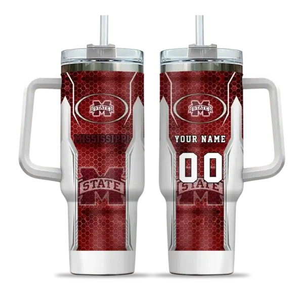 custom mississippi state bulldogs hexagon armor maroon curved tumbler best selling.webp