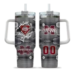 custom mississippi state bulldogs superman shield maroon gray curved tumbler best selling.webp