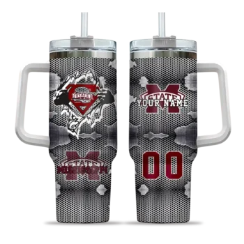 custom mississippi state bulldogs superman shield maroon gray curved tumbler best selling.webp