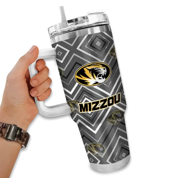 custom missouri tigers bold diamonds black curved tumbler fashion forward.webp