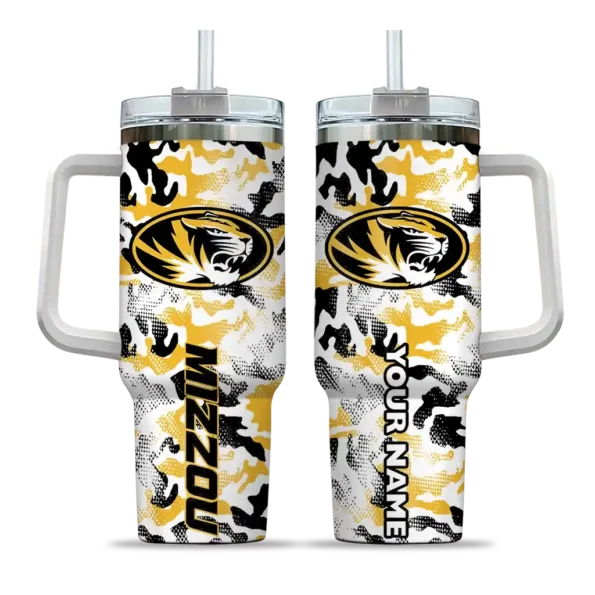 custom missouri tigers camo mashup black white curved tumbler best selling.webp