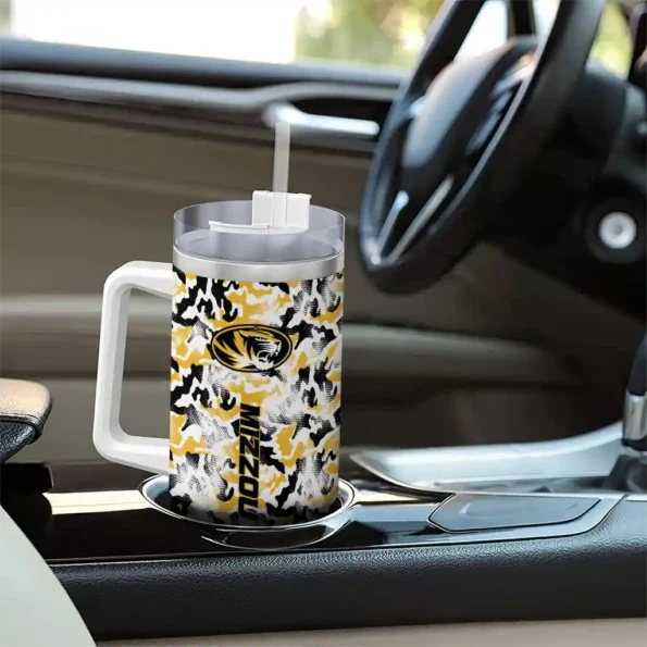 custom missouri tigers camo mashup black white curved tumbler trendy.webp
