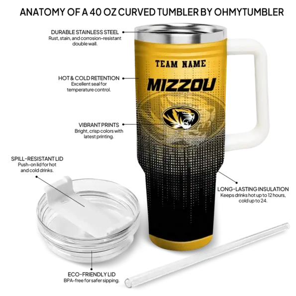 custom missouri tigers gradient dots black curved tumbler new arrival.webp