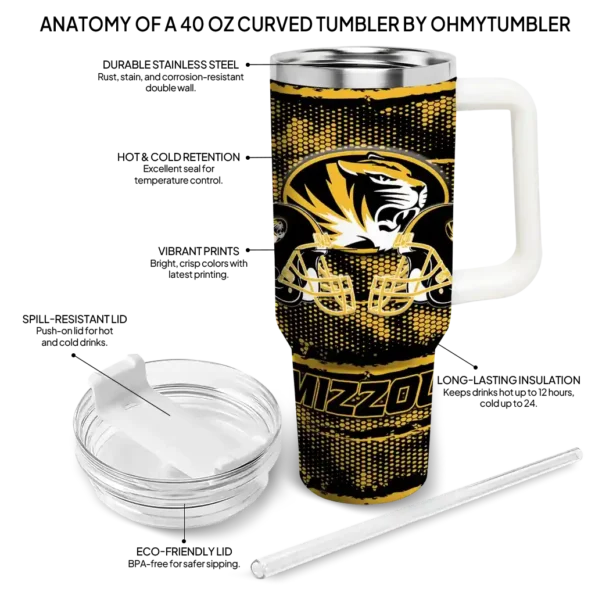 custom missouri tigers honey streaks black curved tumbler new arrival.webp