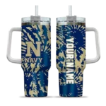 custom navy midshipmen burst swirl blue curved tumbler best selling.webp