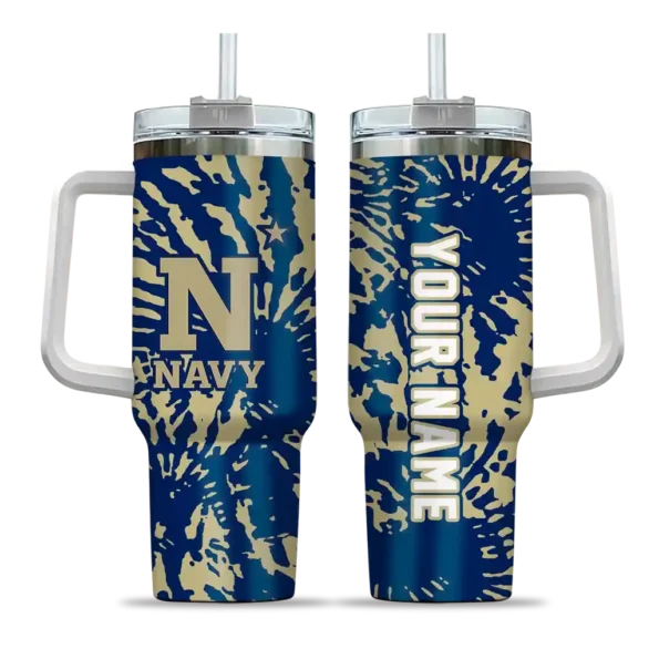 custom navy midshipmen burst swirl blue curved tumbler best selling.webp