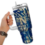 custom navy midshipmen burst swirl blue curved tumbler best selling.webp