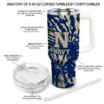 custom navy midshipmen burst swirl blue curved tumbler best selling.webp