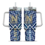 custom navy midshipmen chevron angle blue curved tumbler best selling.webp