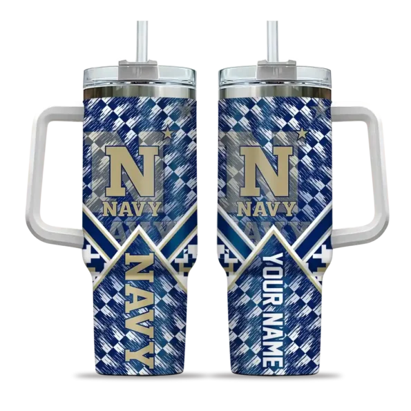 custom navy midshipmen chevron angle blue curved tumbler best selling.webp