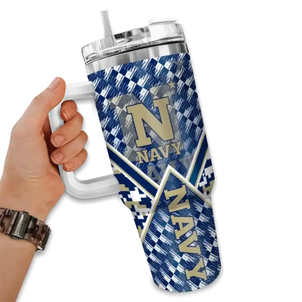 custom navy midshipmen chevron angle blue curved tumbler fashion forward.webp