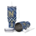 custom navy midshipmen chevron angle blue curved tumbler best selling.webp