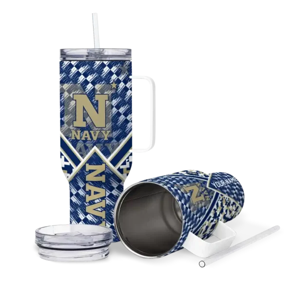 custom navy midshipmen chevron angle blue curved tumbler high quality.webp